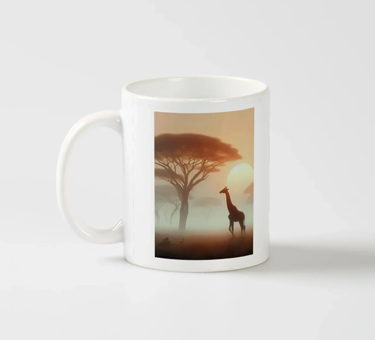 Giraffa nella luce del mattino tazza in ceramica da Digital Naive