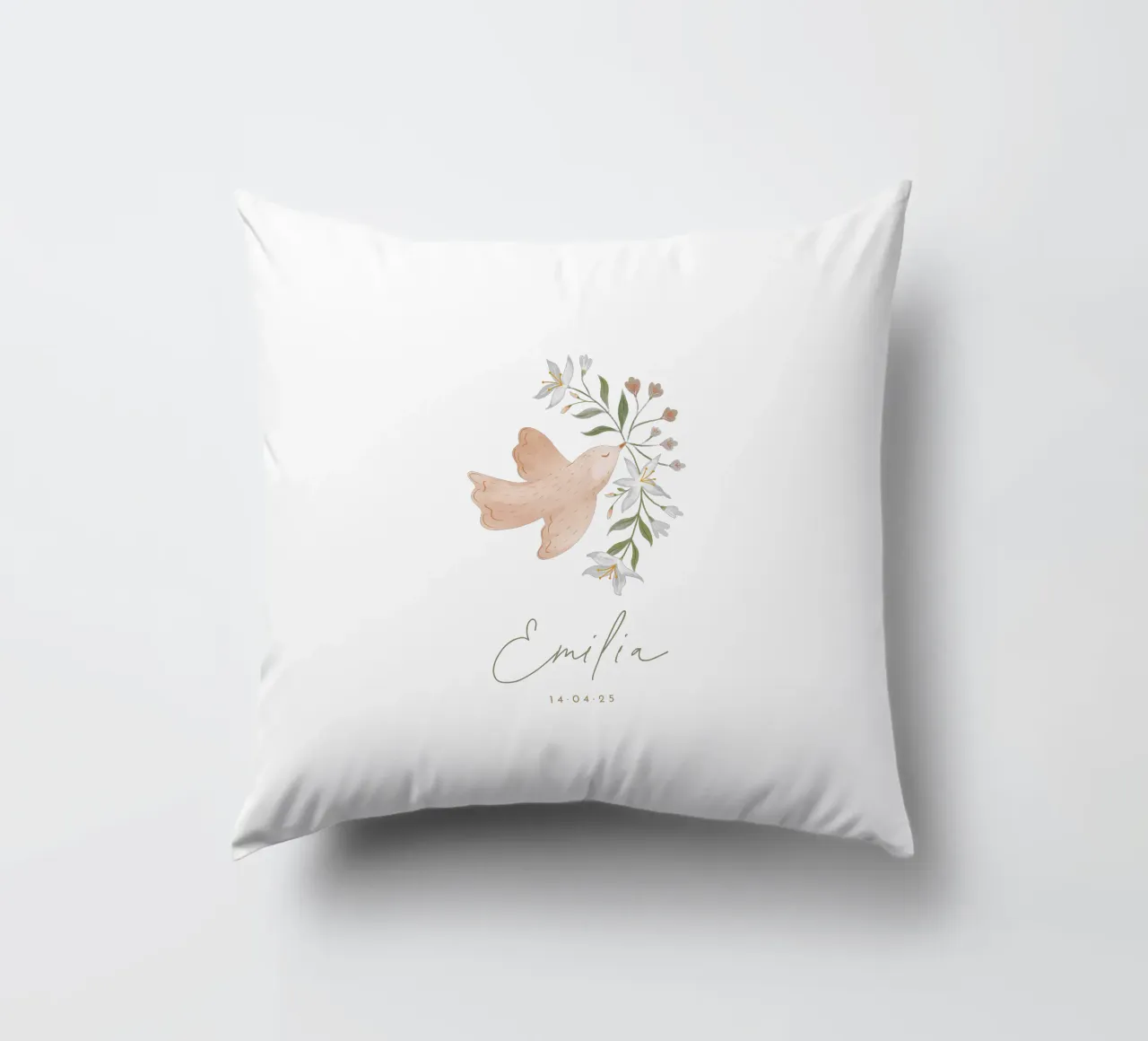 Delicate dove decorative cushion by Kartenliebe