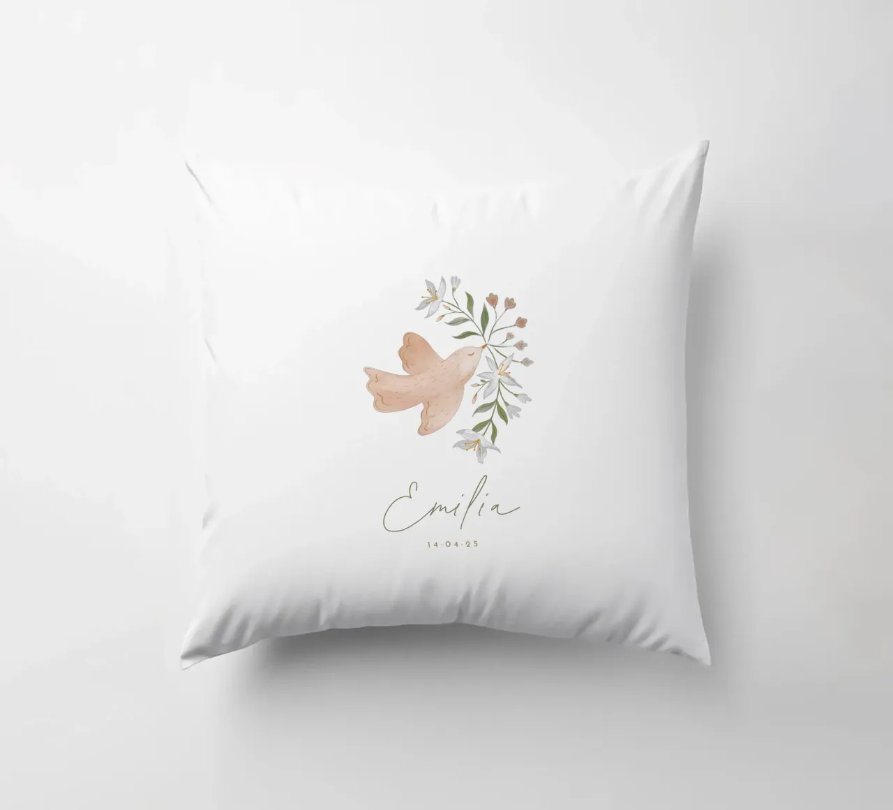 Delicate dove decorative cushion by Kartenliebe