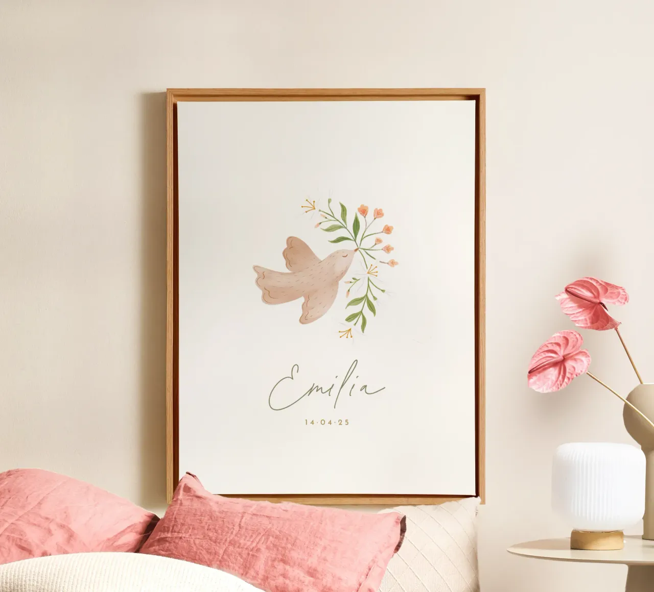Delicate dove canvas by Kartenliebe