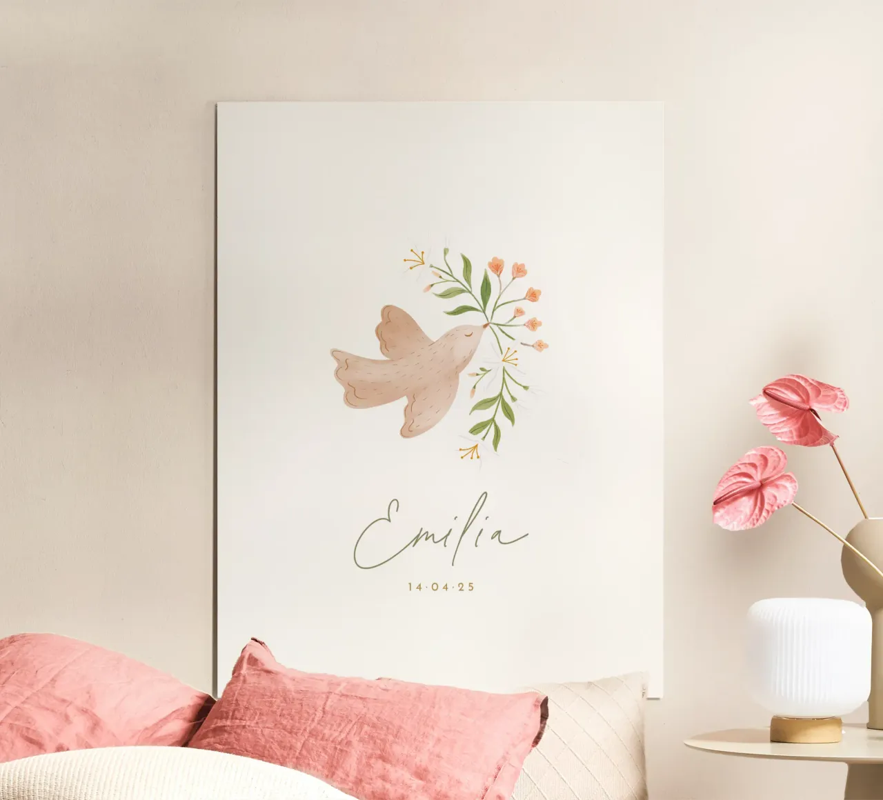 Delicata colomba poster con telaio in plastica da Kartenliebe