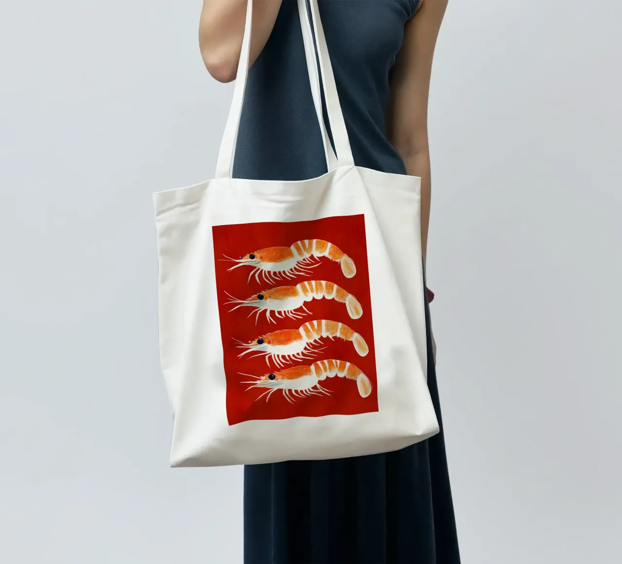 Rote Garnelen borsa in juta da Curious Canvas