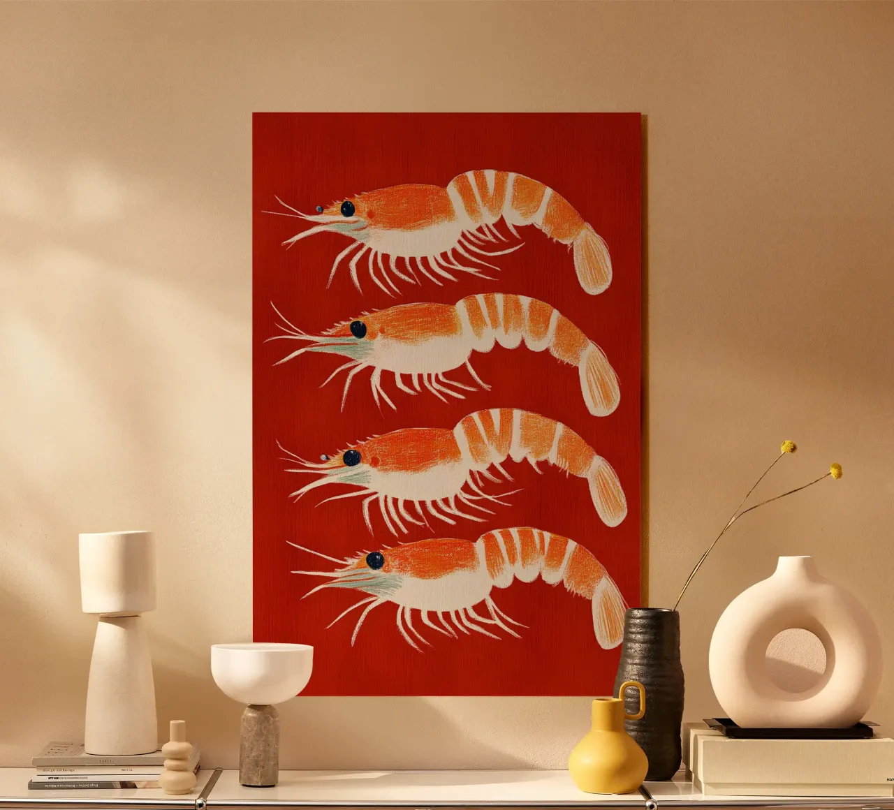 Rote Garnelen plexiglass da Curious Canvas