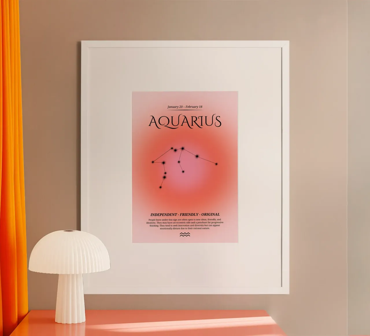 Wassermann Tierkreiszeichen Kunstdruck - Moderne Astrologie Poster von homdeco