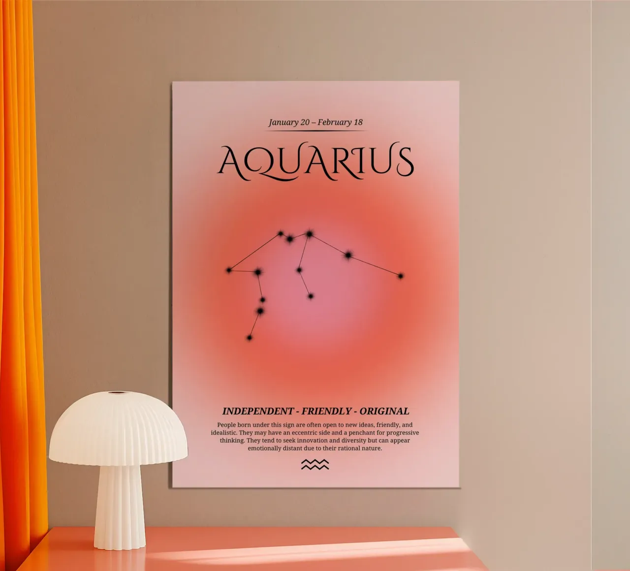 Wassermann Tierkreiszeichen Kunstdruck - Moderne Astrologie Poster von homdeco