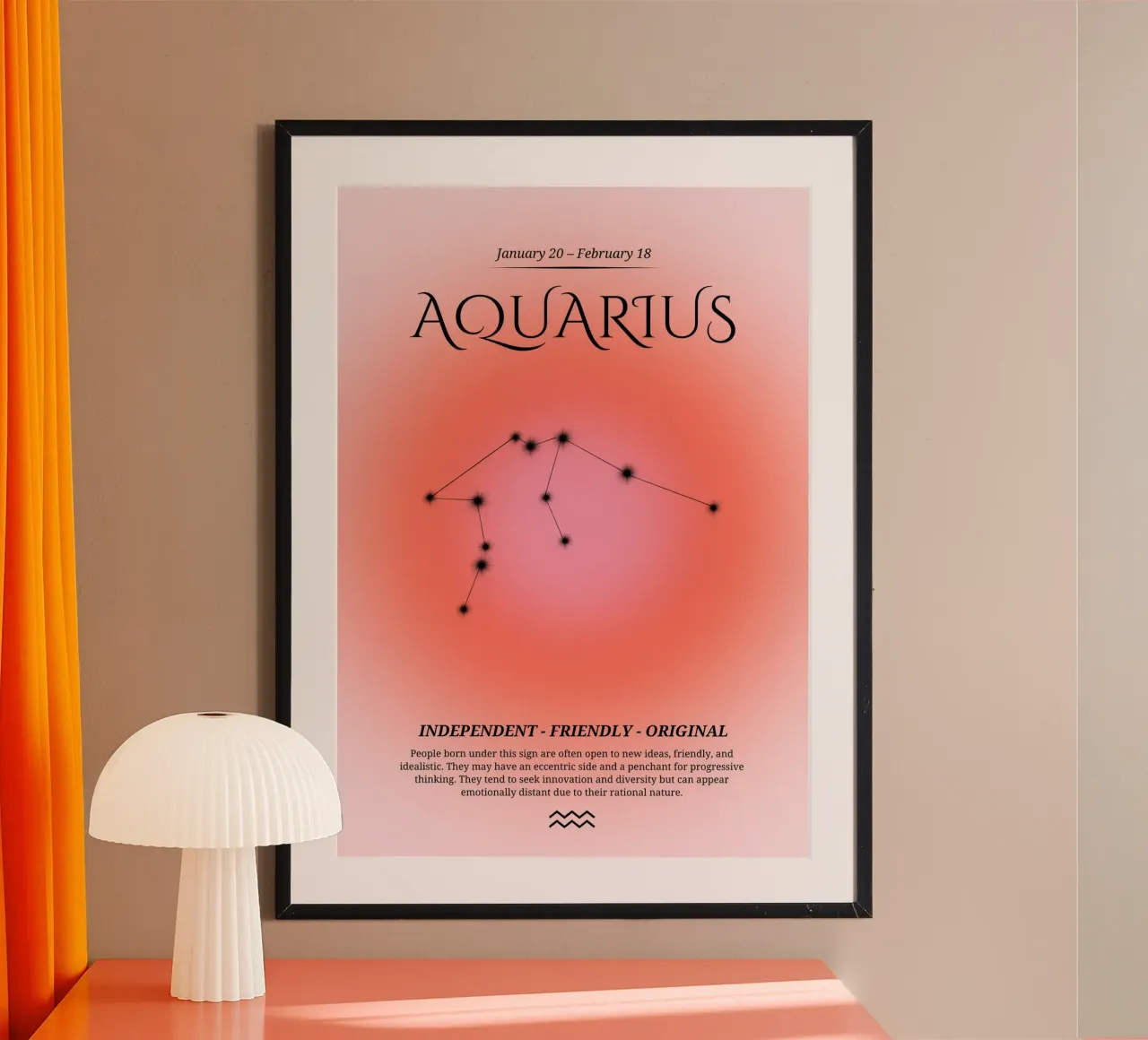 Wassermann Tierkreiszeichen Kunstdruck - Moderne Astrologie Poster von homdeco