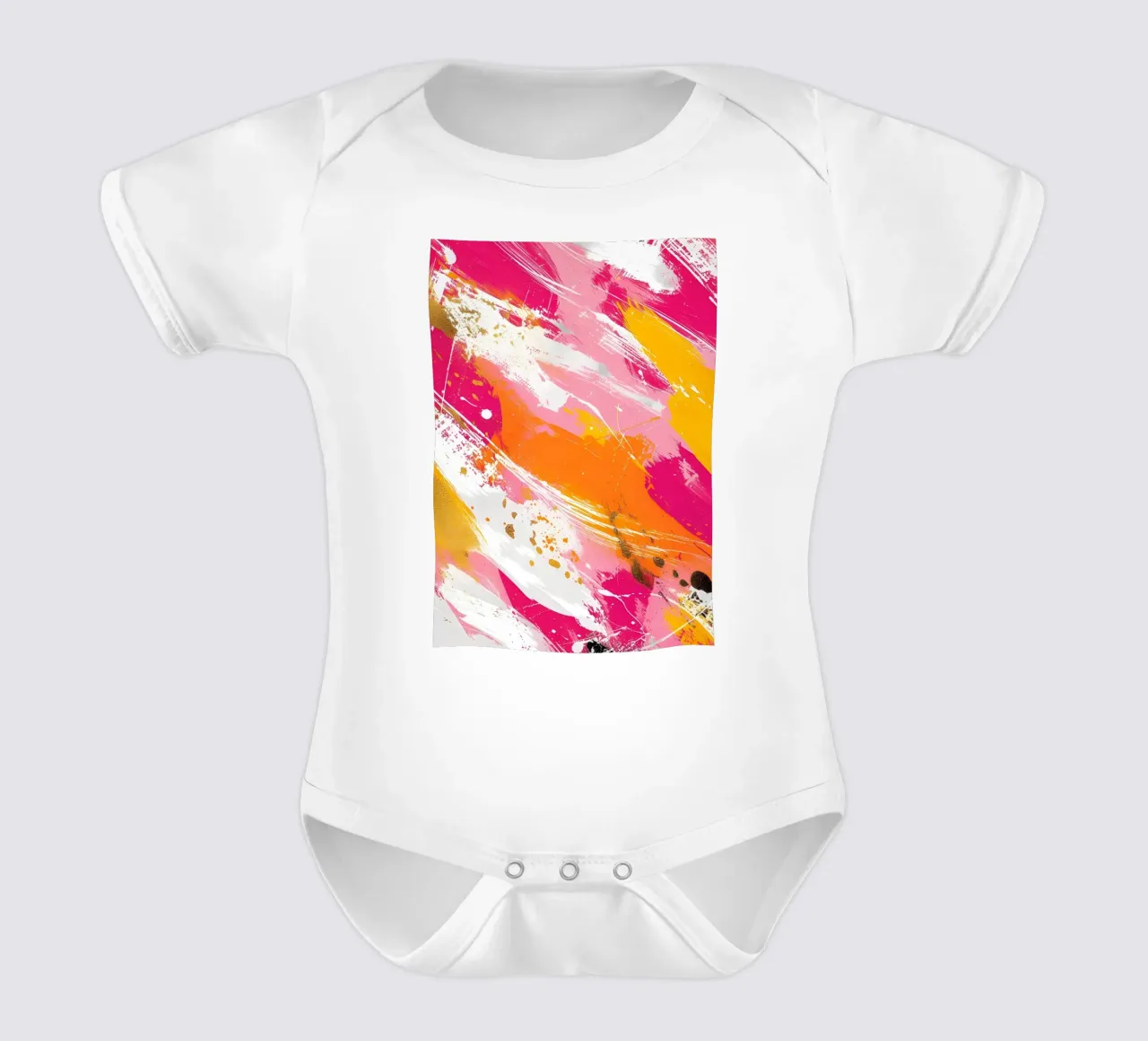 Levendig abstract expressionisme - Roze Goud Oranje Splatter babyrompertje korte mouwen van homdeco