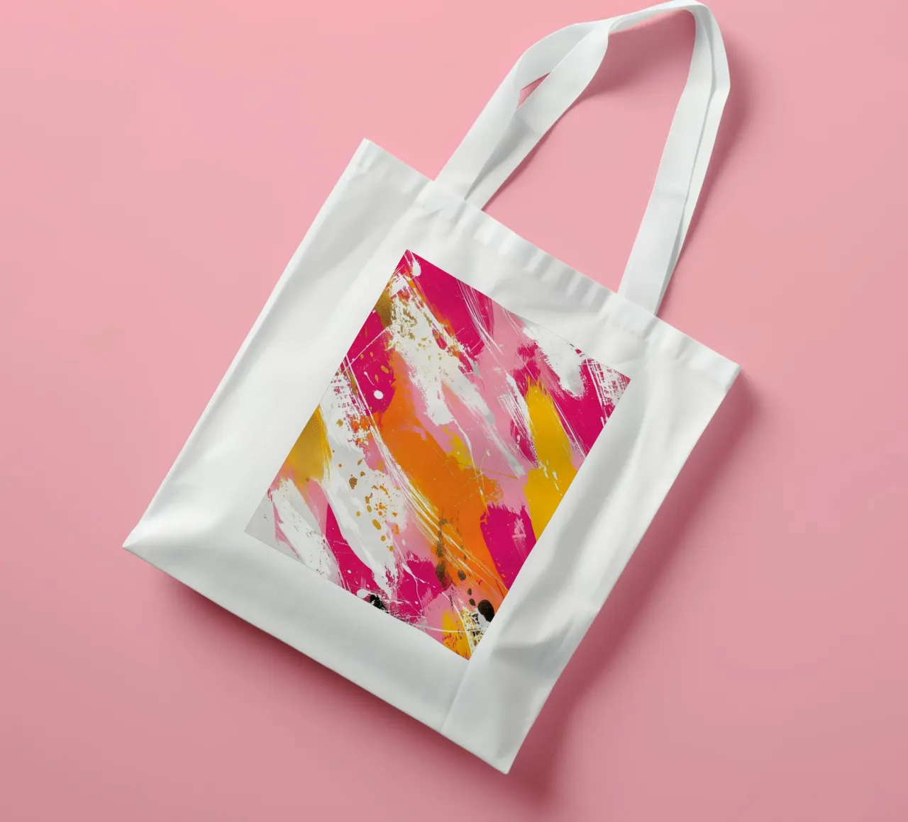 Expressionnisme abstrait vibrant - Éclaboussures d'or rose et d'orange tote bag de homdeco