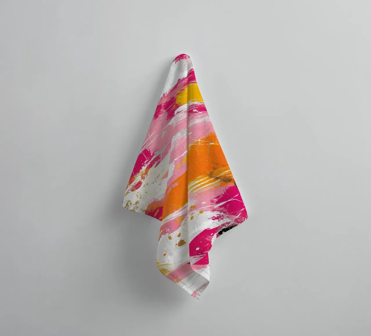Levendig abstract expressionisme - Roze Goud Oranje Splatter badhanddoek van homdeco