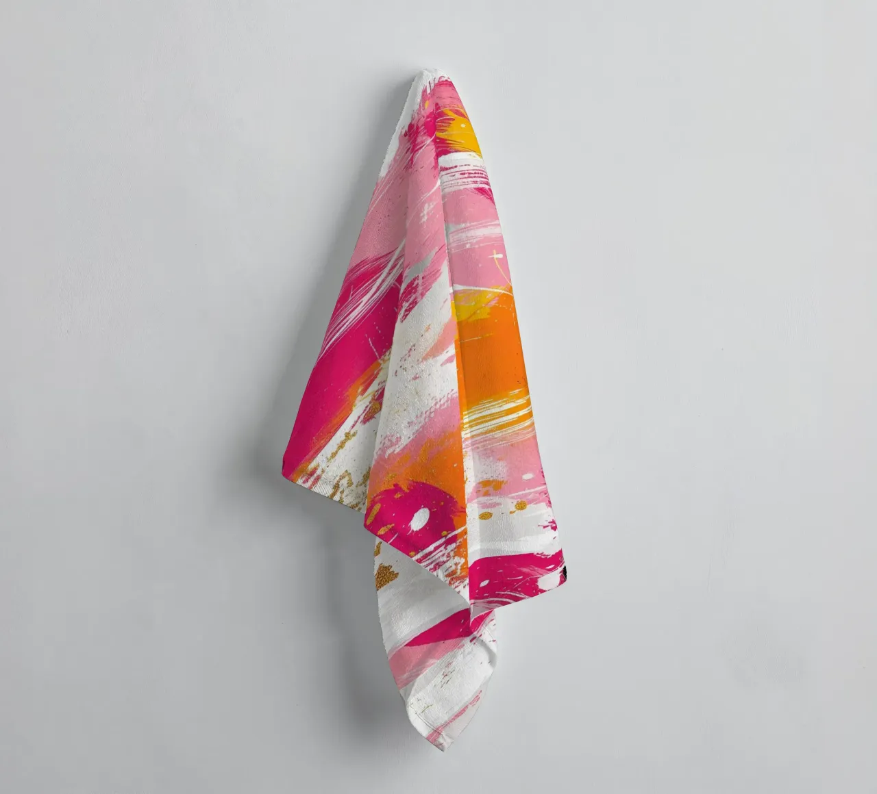 Levendig abstract expressionisme - Roze Goud Oranje Splatter badhanddoek van homdeco