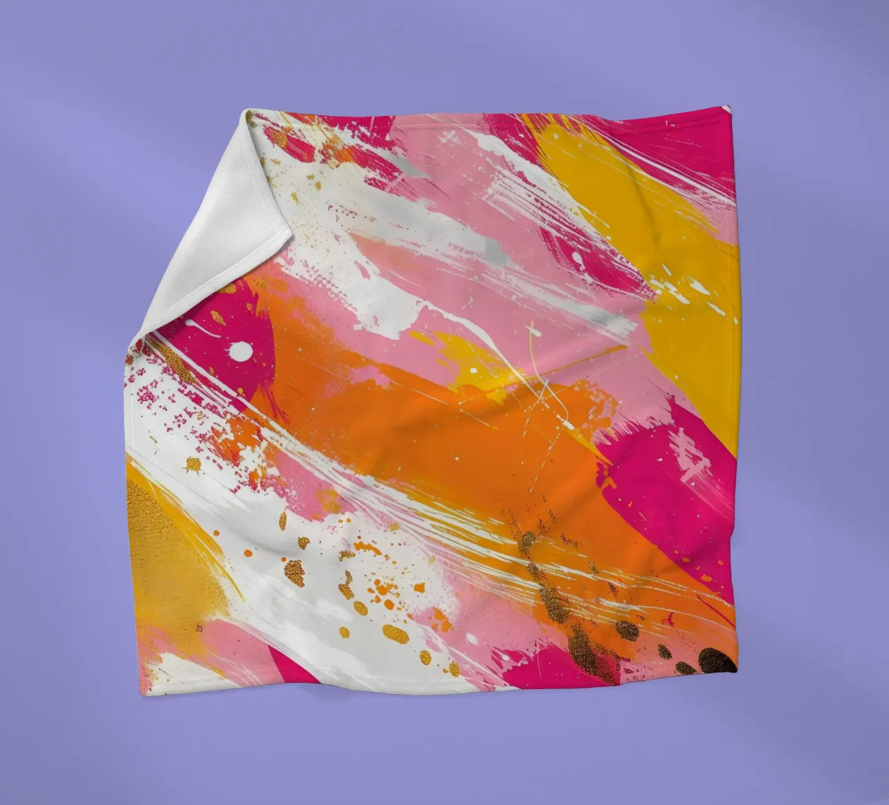 Lebendiger abstrakter Expressionismus - Rosa Gold Orange Splatter Fleecedecke von homdeco