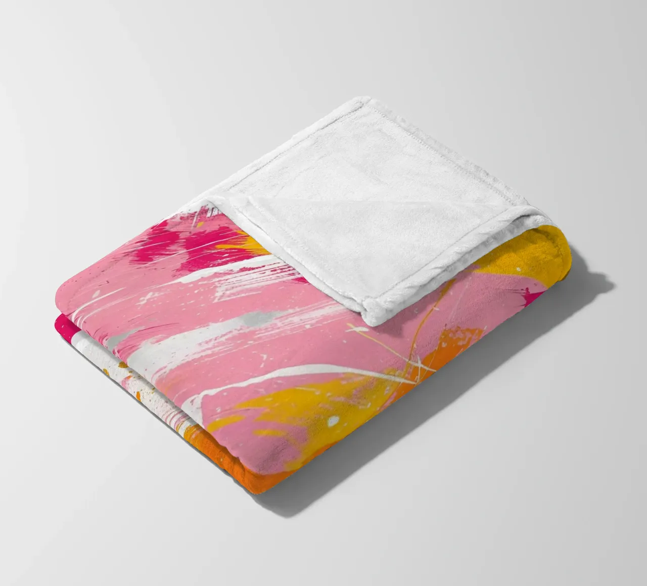Lebendiger abstrakter Expressionismus - Rosa Gold Orange Splatter Fleecedecke von homdeco