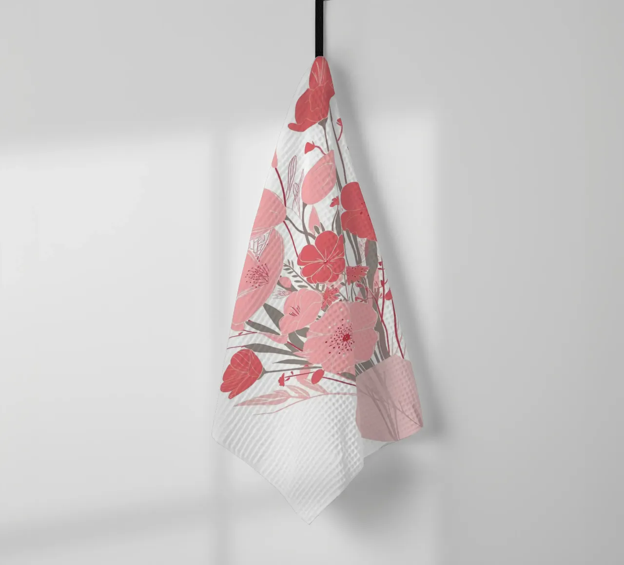 Minimalist Pink Floral Bouquet - Modern Vase Art tea towel by homdeco