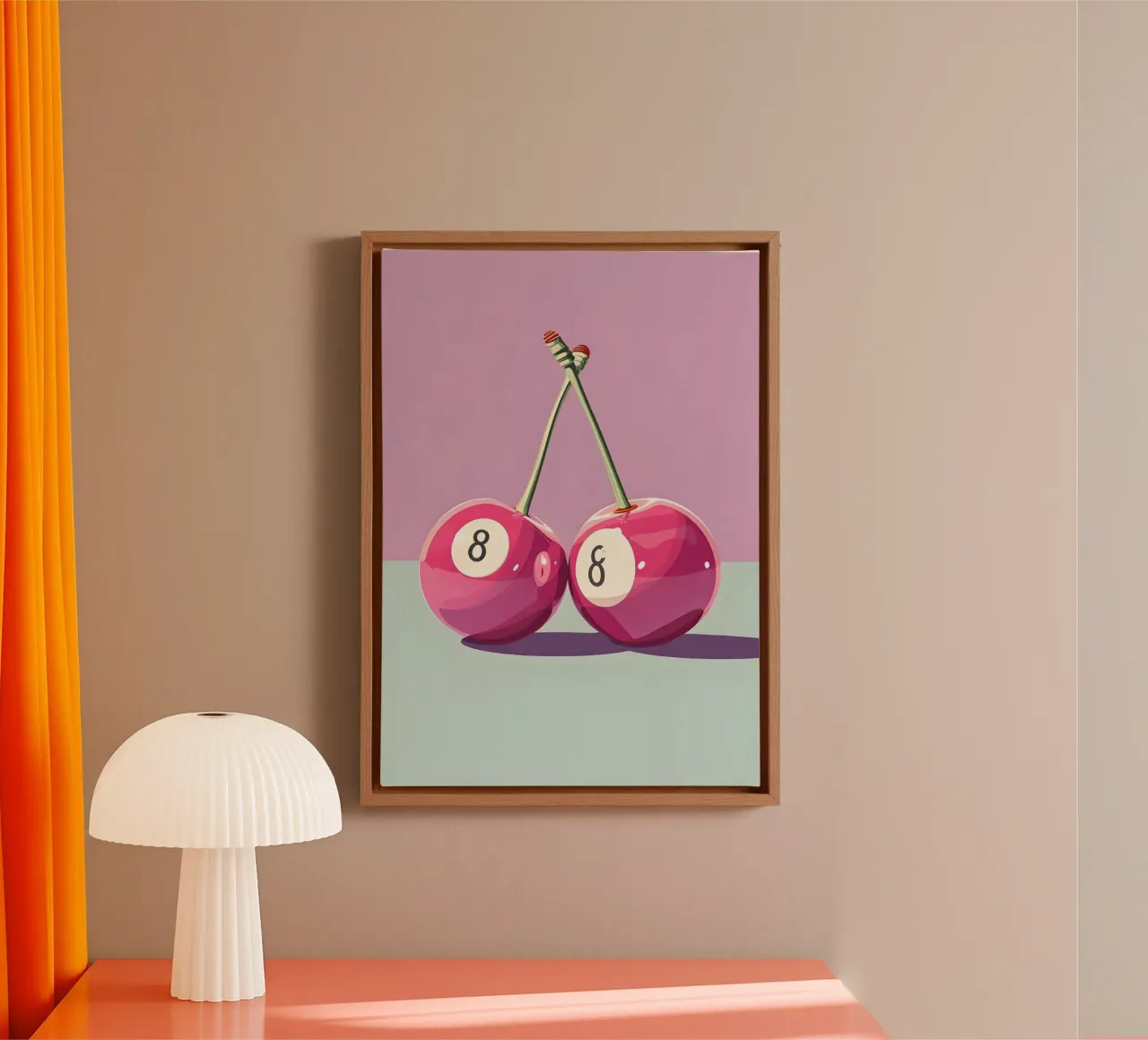 Pop Art Cherry Pool Balls - Vibrant Modern Print canvas with Floater frame by homdeco
