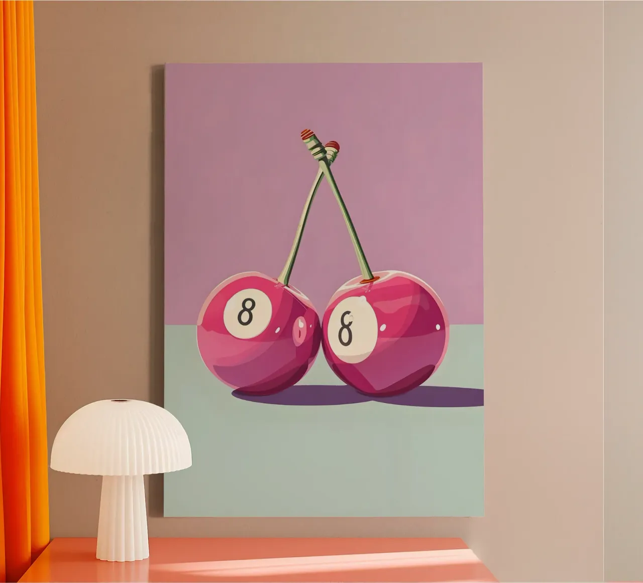 Pop Art Cherry Pool Balls - Vibrant Modern Print canvas with Floater frame by homdeco