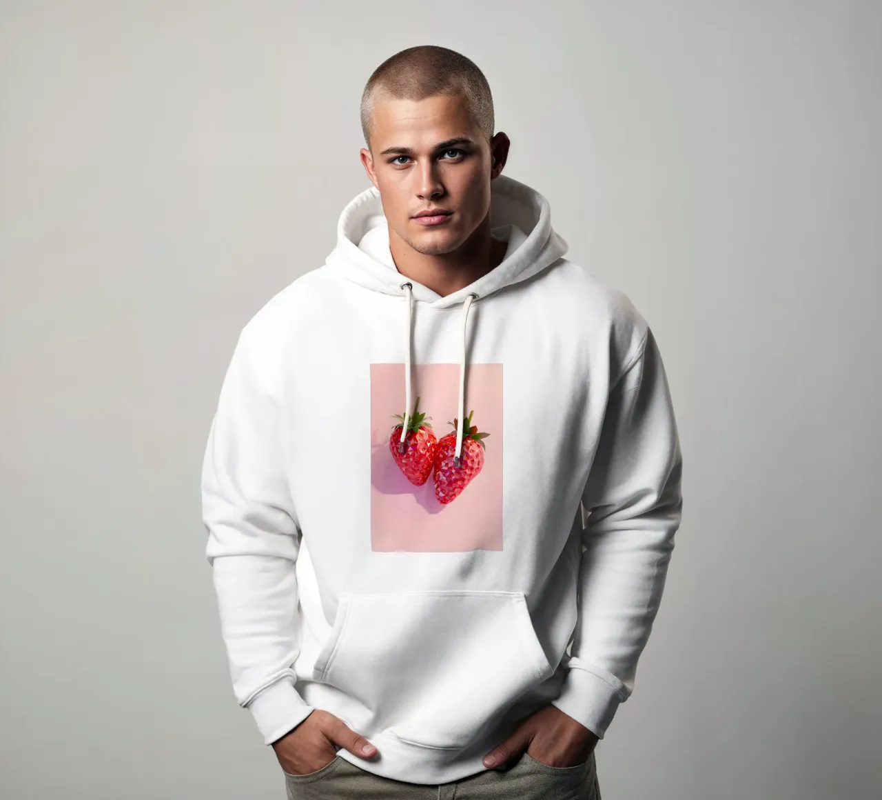 Duo geometrico di fragole - Low Poly Pop Art felpa con cappuccio da homdeco