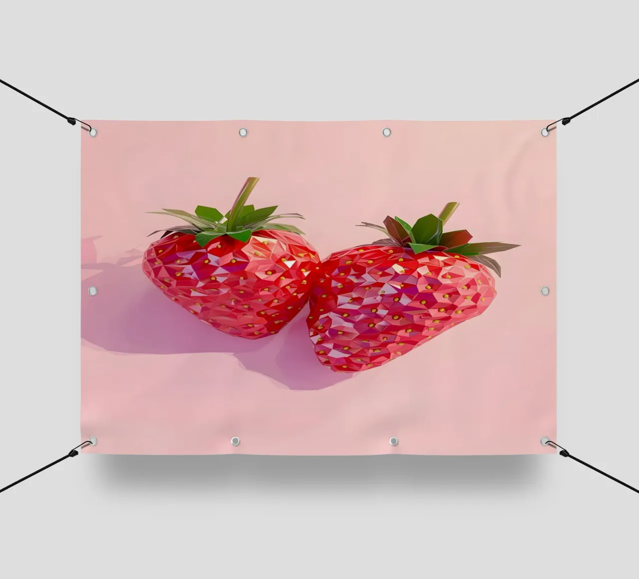 Duo geometrico di fragole - Low Poly Pop Art telo in pvc da homdeco