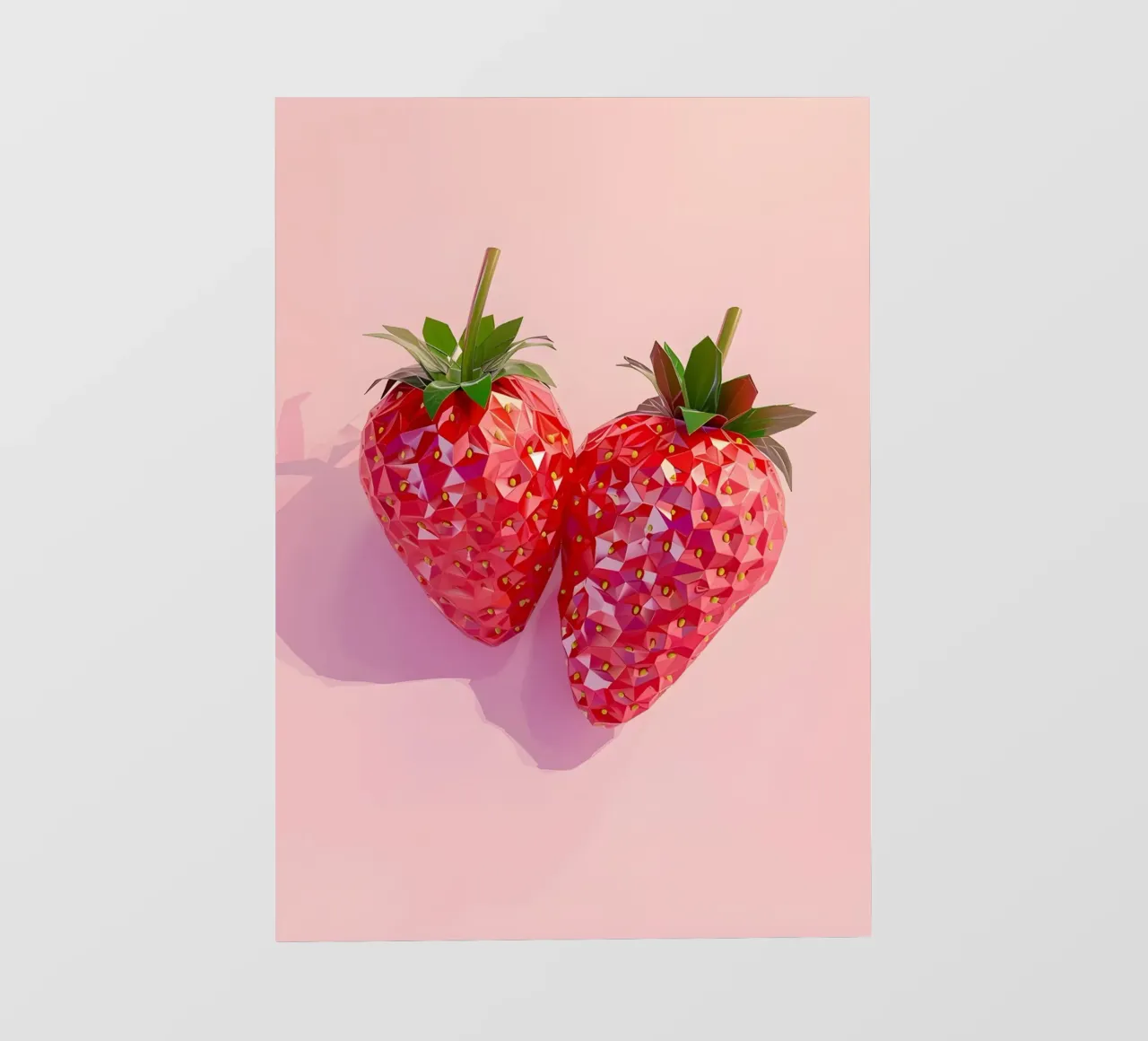 Duo geometrico di fragole - Low Poly Pop Art telo in pvc da homdeco