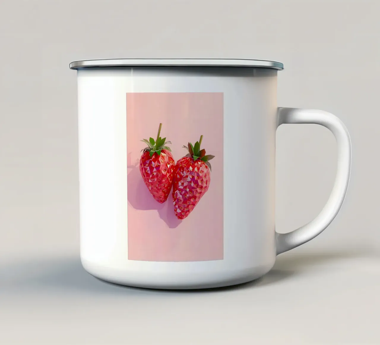 Duo geometrico di fragole - Low Poly Pop Art tazza in smalto da homdeco