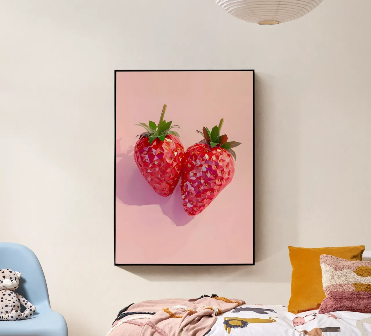 Duo geometrico di fragole - Low Poly Pop Art plexiglass da homdeco