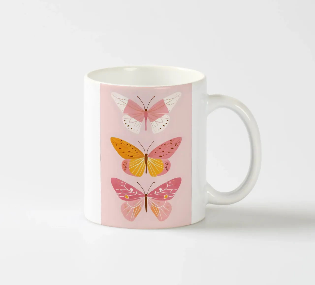 Trio di farfalle Boho - Arte minimalista rosa e arancione tazza in ceramica da homdeco