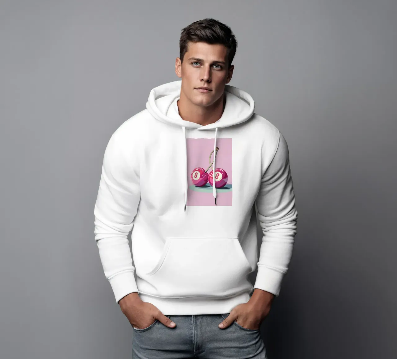 Biliardo Retro Pop Art Cherry - Rosa e viola felpa con cappuccio da homdeco
