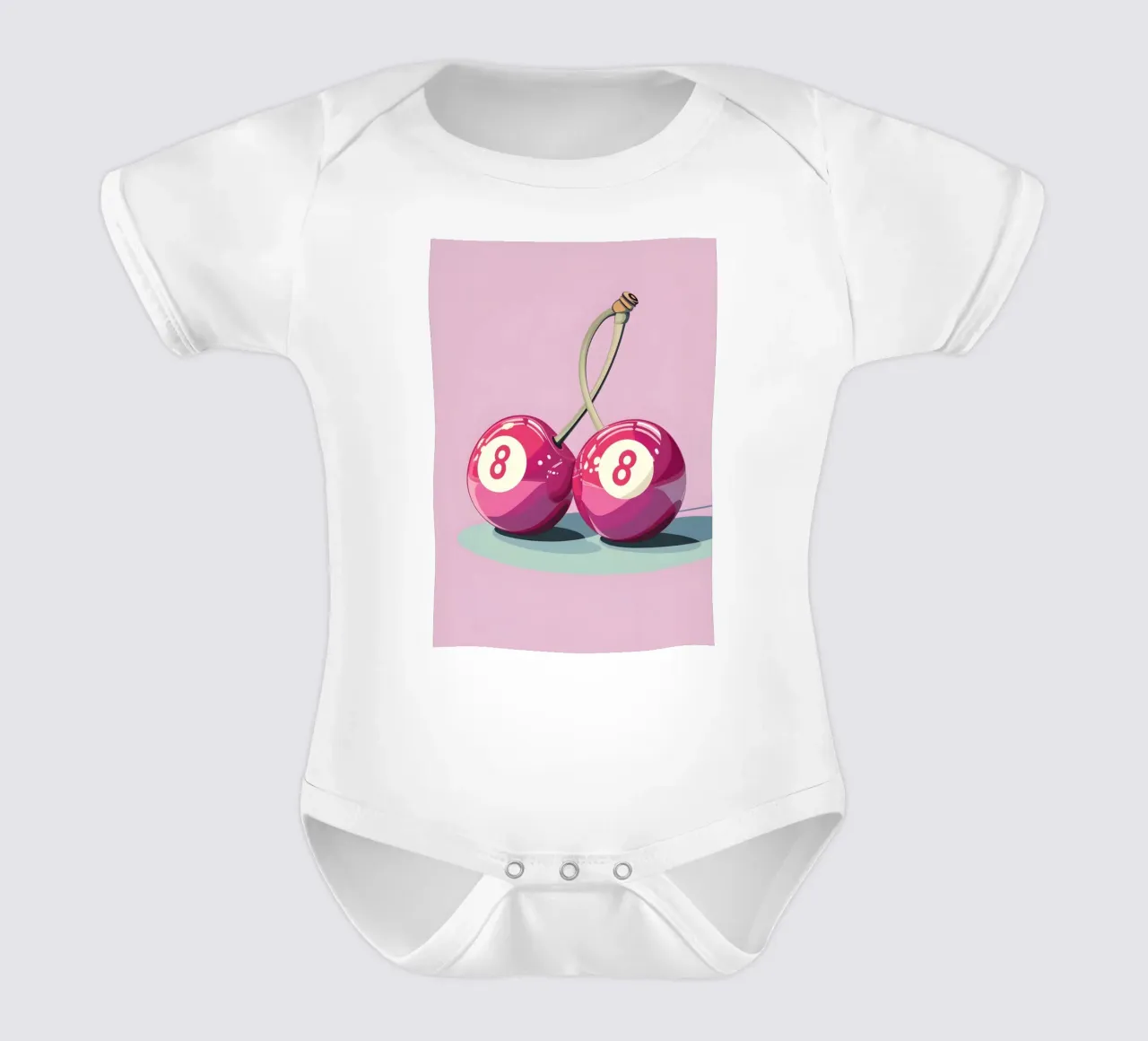 Biliardo Retro Pop Art Cherry - Rosa e viola body neonato maniche corte da homdeco