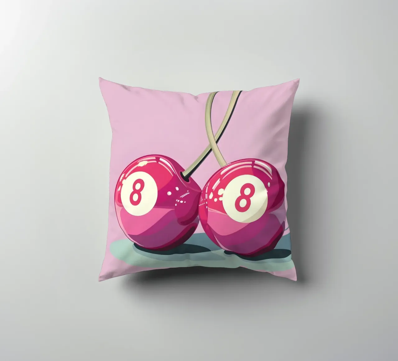 Biliardo Retro Pop Art Cherry - Rosa e viola cuscino da homdeco