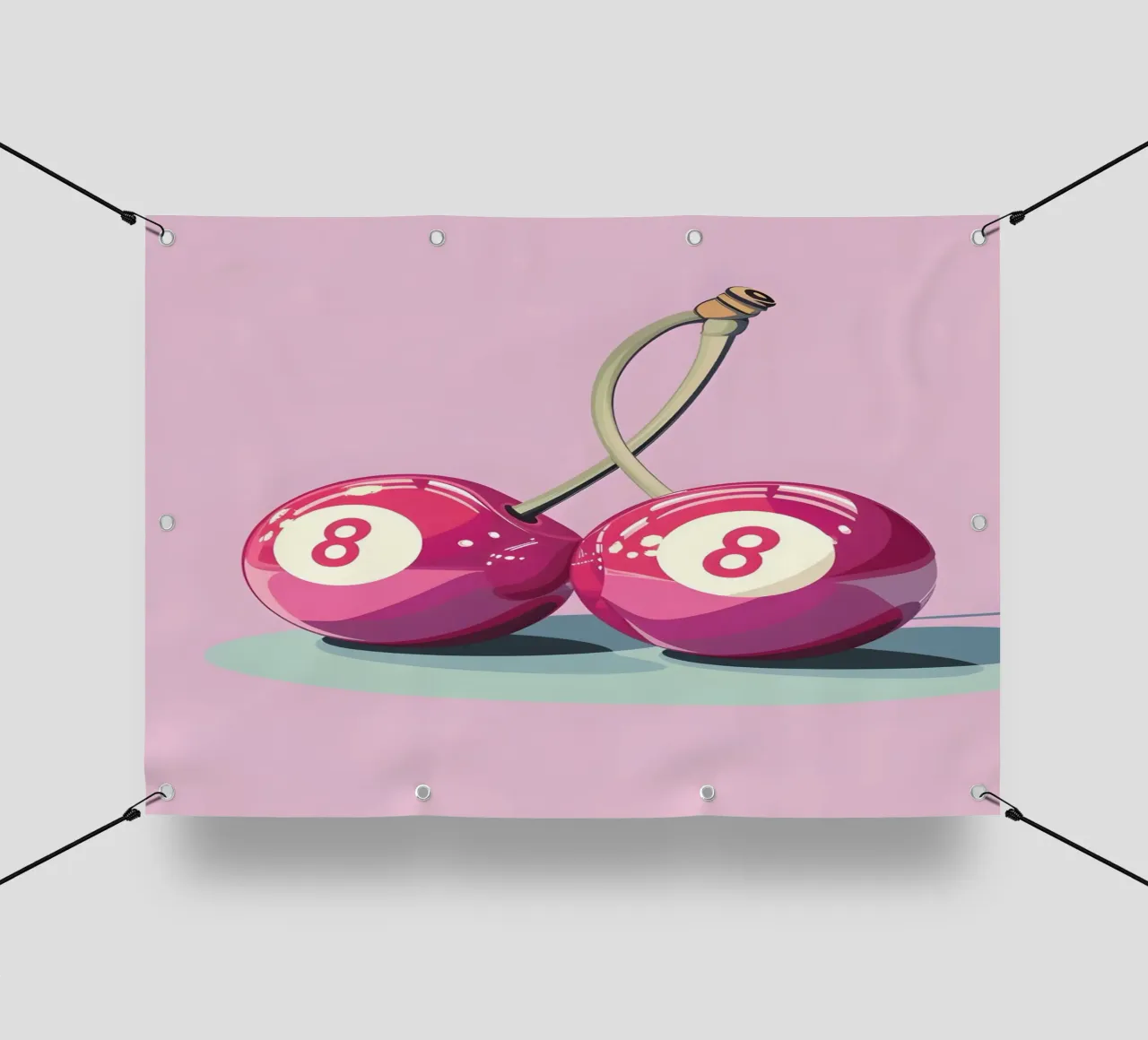 Biliardo Retro Pop Art Cherry - Rosa e viola telo in pvc da homdeco