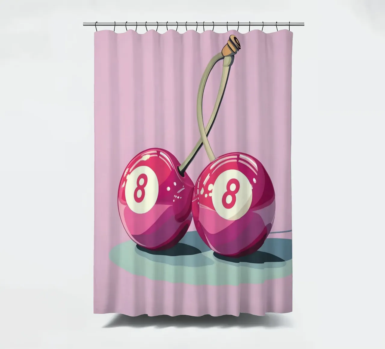 Biliardo Retro Pop Art Cherry - Rosa e viola tenda da doccia da homdeco