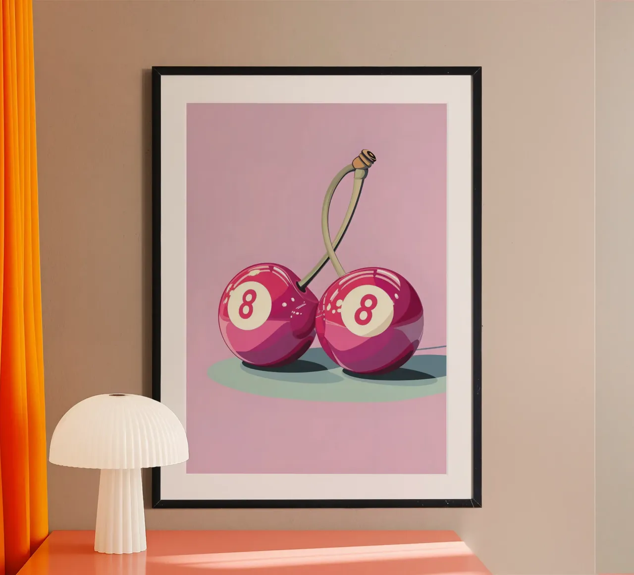 Biliardo Retro Pop Art Cherry - Rosa e viola carta hahnemühle da homdeco