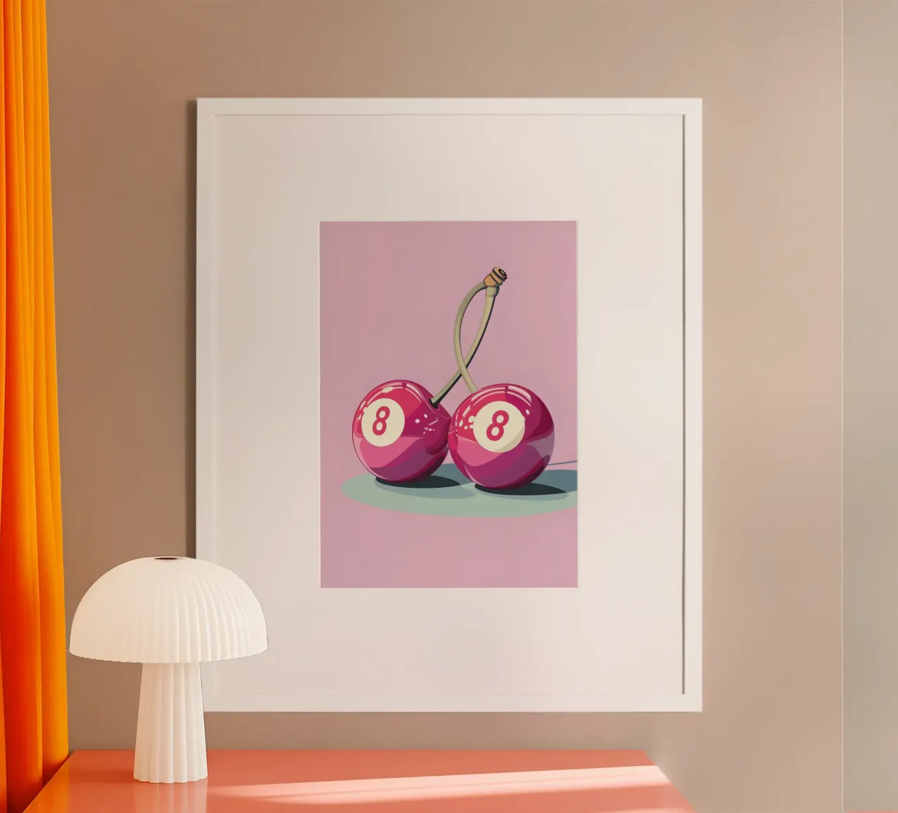 Biliardo Retro Pop Art Cherry - Rosa e viola carta hahnemühle da homdeco