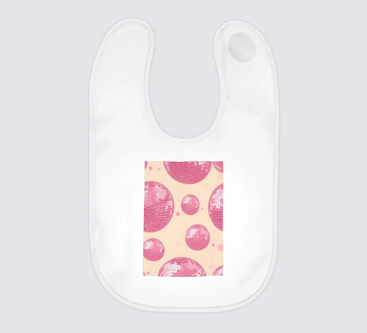 Pink Disco Ball Pattern - Retro Aesthetic Art Print baby bib by homdeco