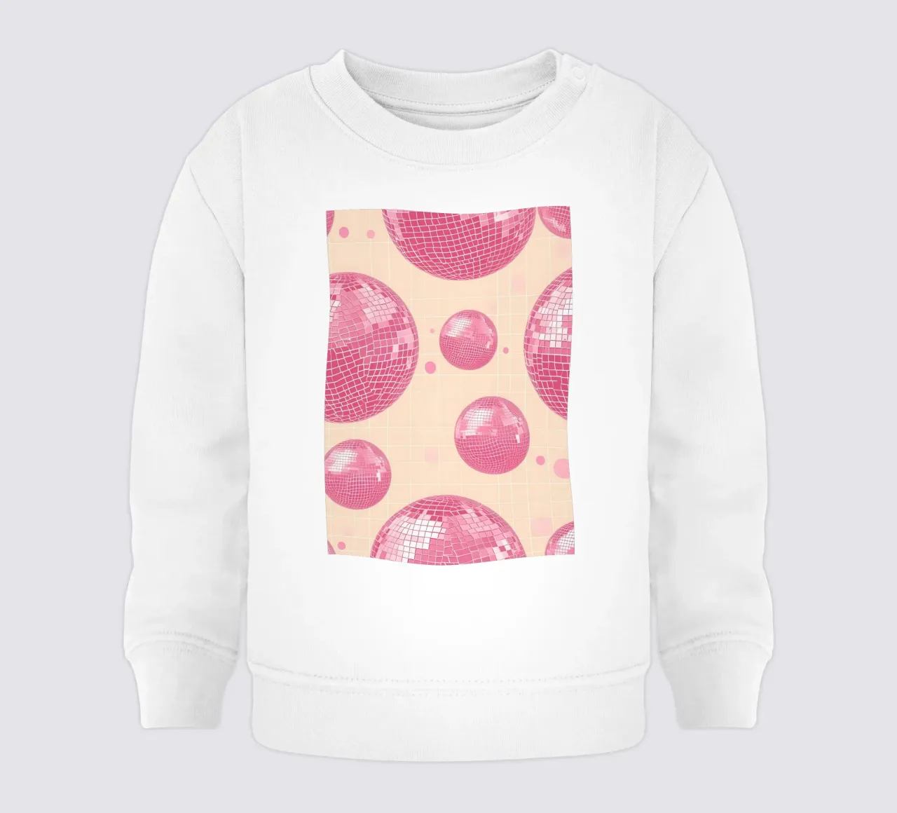Pink Disco Ball Pattern - Retro Aesthetic Art Print baby sweatshirt by homdeco