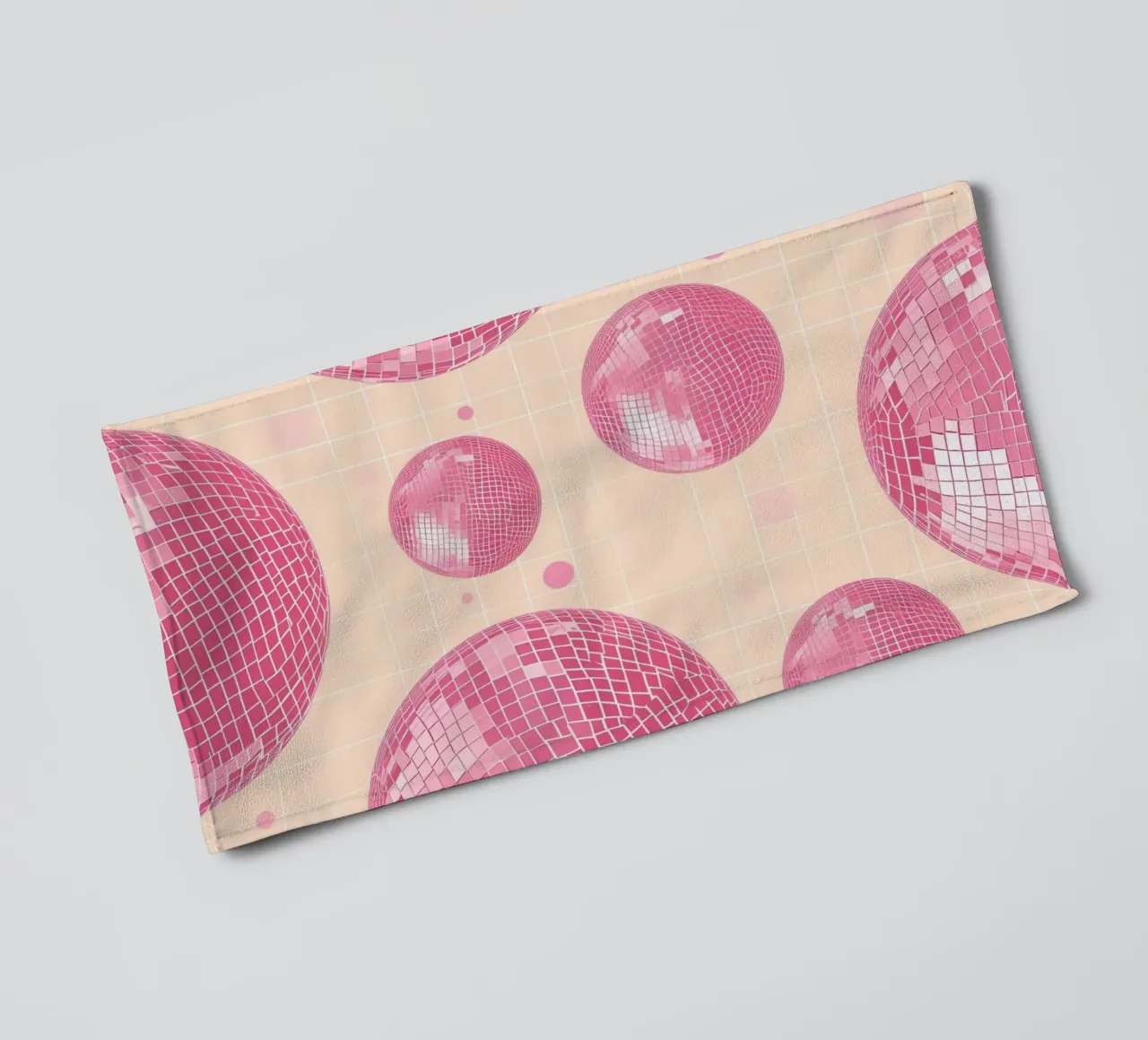 Pink Disco Ball Pattern - Retro Aesthetic Art Print towel by homdeco
