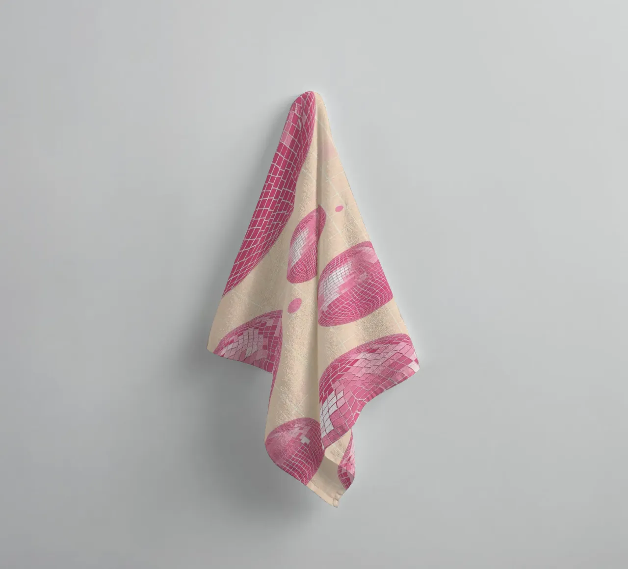 Pink Disco Ball Pattern - Retro Aesthetic Art Print towel by homdeco