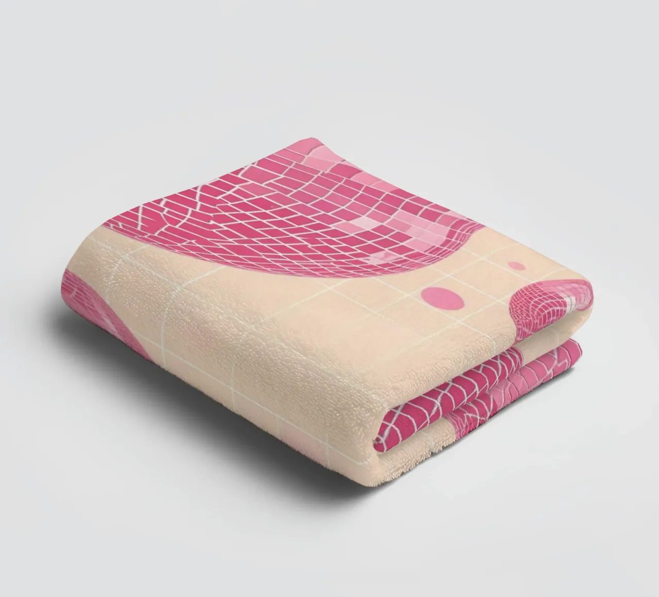 Pink Disco Ball Pattern - Retro Aesthetic Art Print towel by homdeco