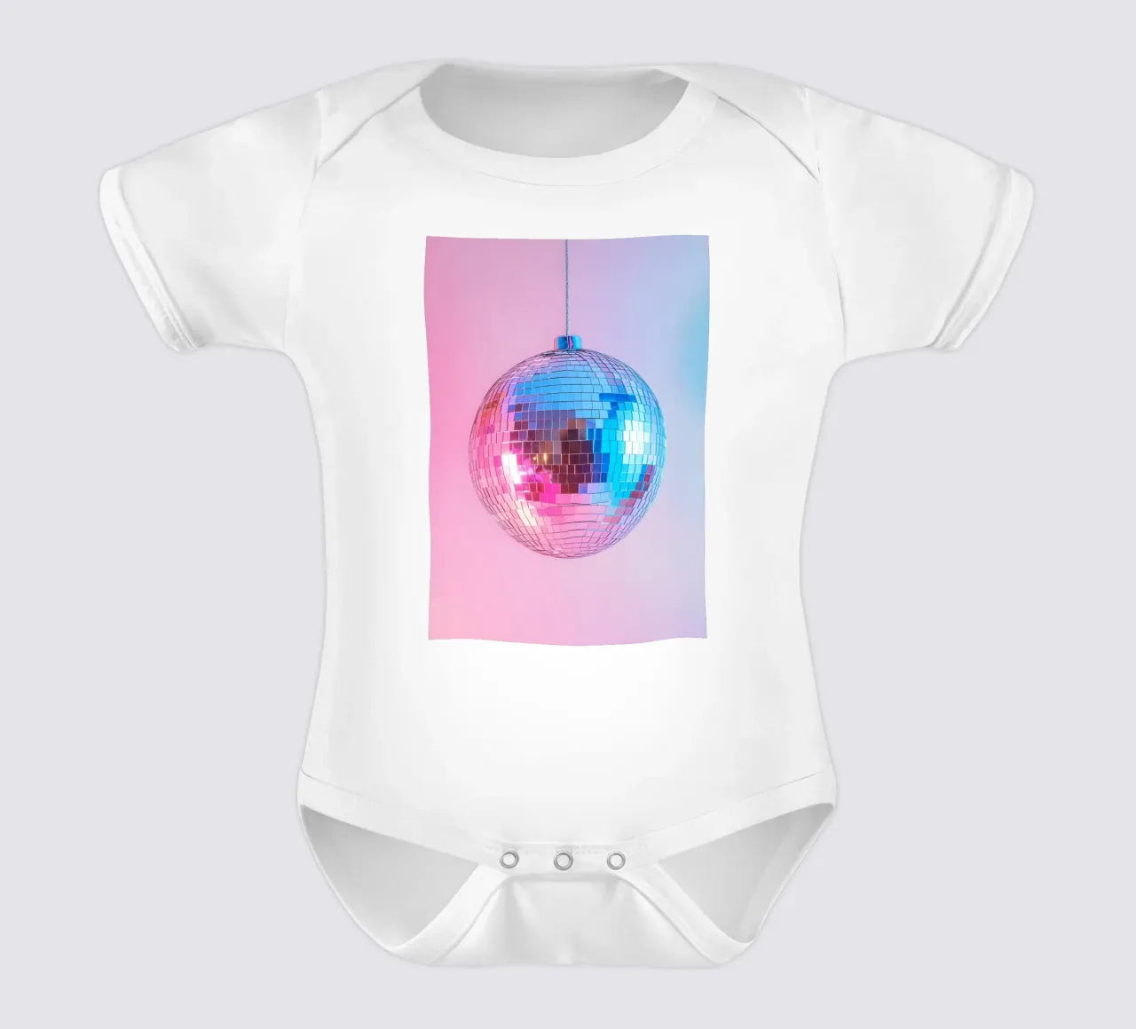 Palla da discoteca retrò - Bagliore graduale rosa e blu body neonato maniche corte da homdeco
