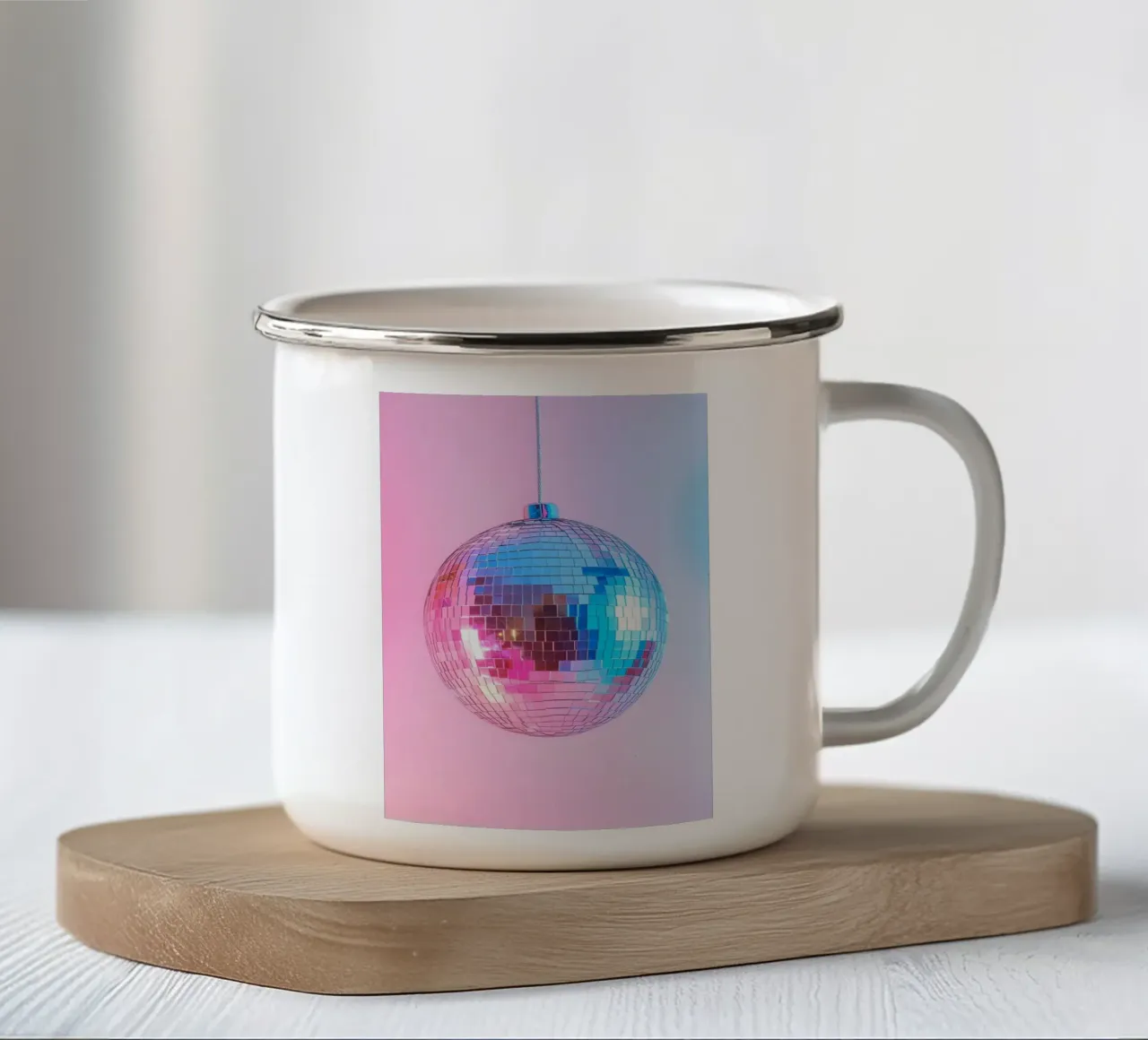 Palla da discoteca retrò - Bagliore graduale rosa e blu tazza in smalto da homdeco