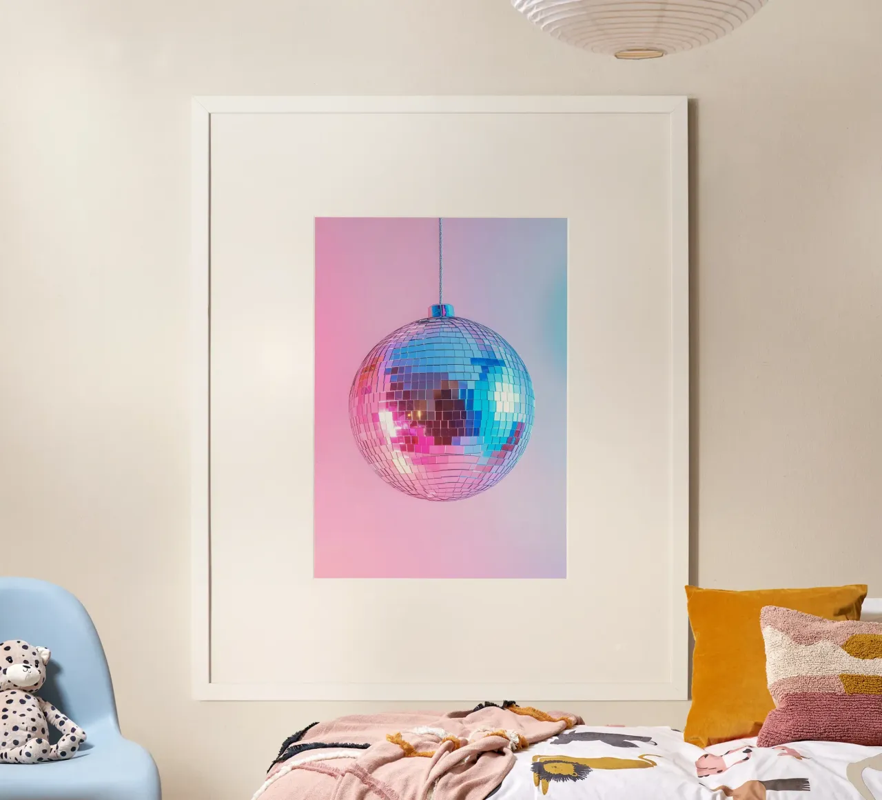 Palla da discoteca retrò - Bagliore graduale rosa e blu carta hahnemühle da homdeco