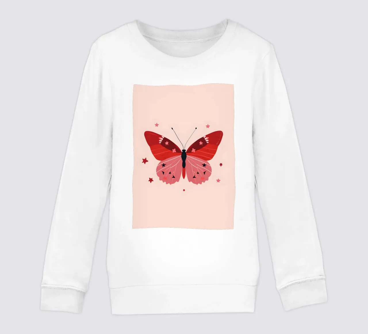 Ruby Pink Butterfly - Starry Whimsical Art Print kids sweatshirt by homdeco