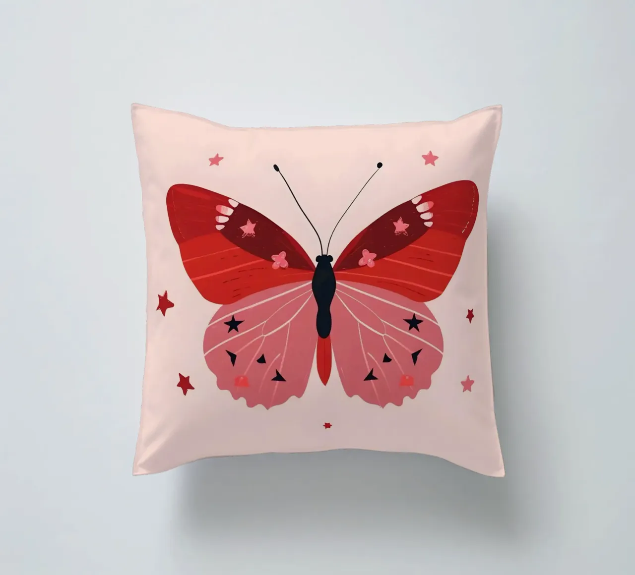 Ruby Pink Butterfly - Starry Whimsical Art Print decorative cushion by homdeco