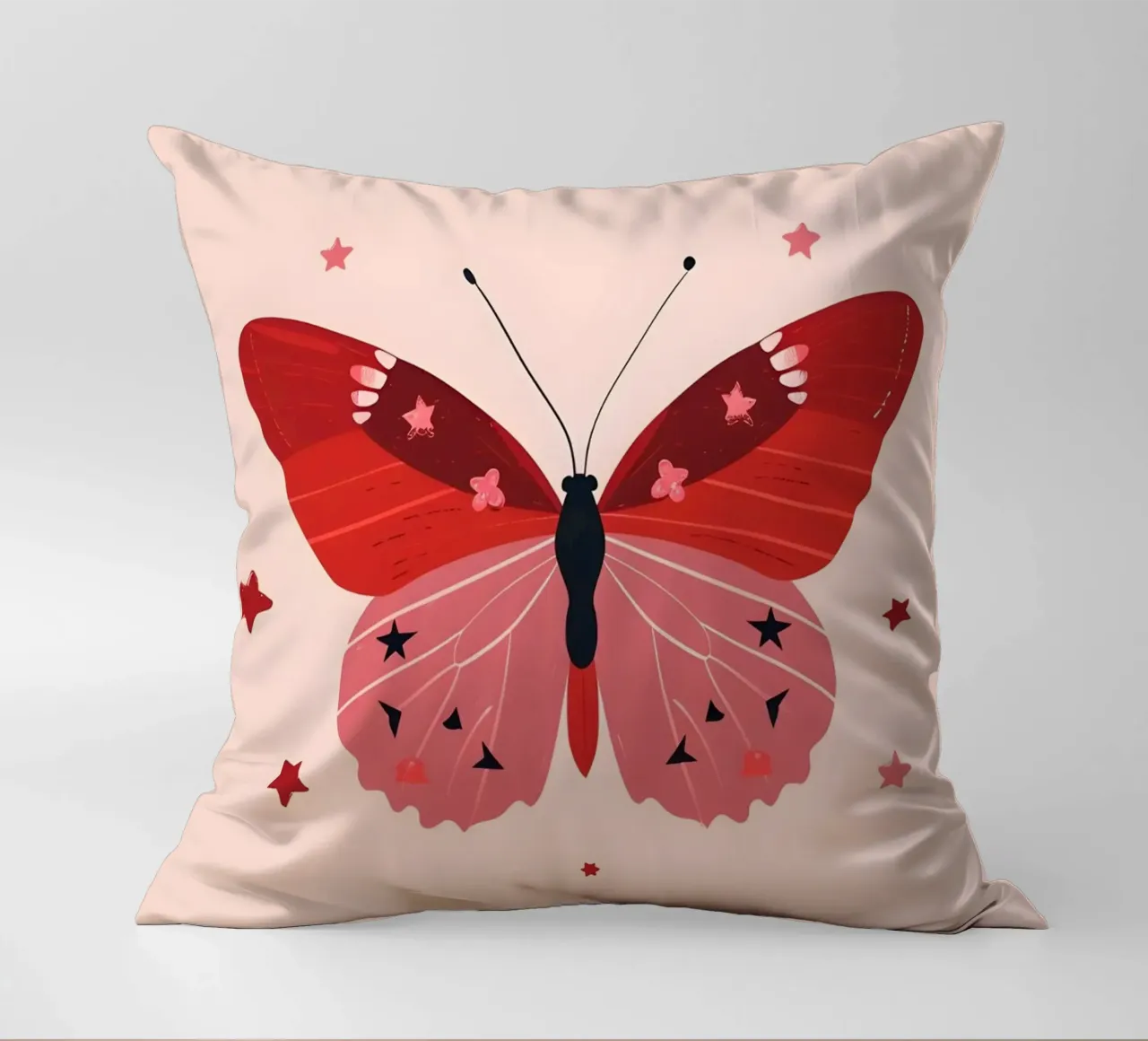 Ruby Pink Butterfly - Starry Whimsical Art Print decorative cushion by homdeco
