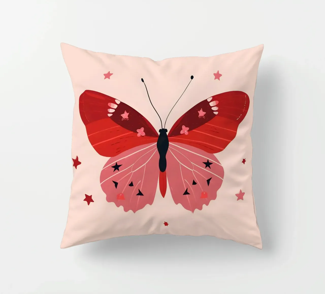 Ruby Pink Butterfly - Starry Whimsical Art Print decorative cushion by homdeco