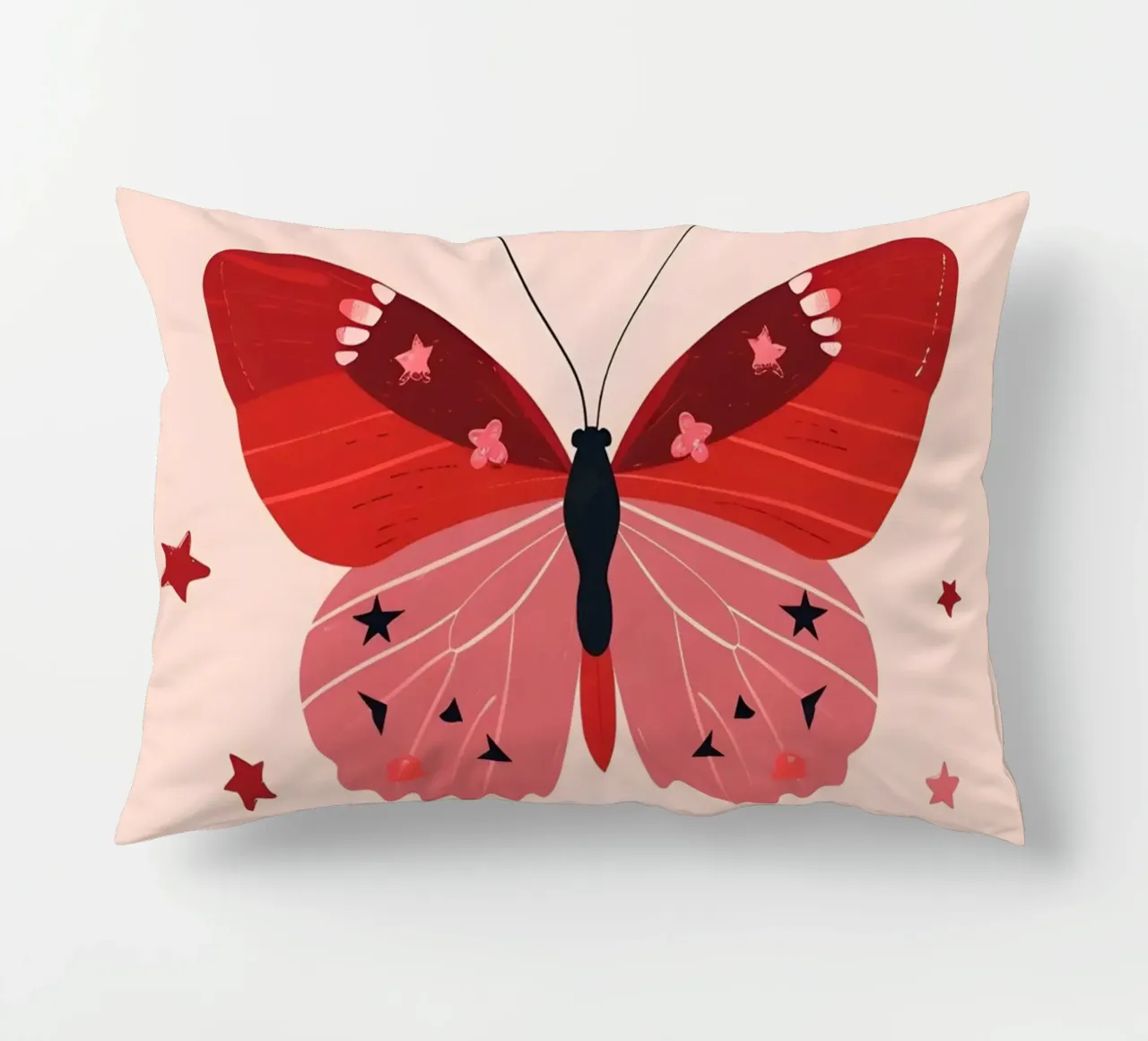Ruby Pink Butterfly - Starry Whimsical Art Print decorative cushion by homdeco
