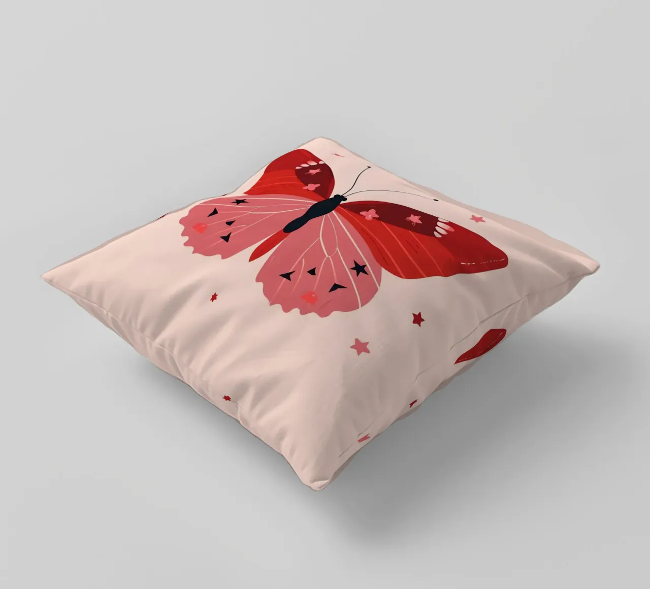 Ruby Pink Butterfly - Starry Whimsical Art Print decorative cushion by homdeco