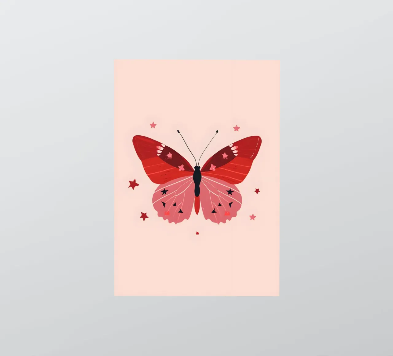 Rubinrosa Schmetterling - Skurriler Kunstdruck Sticker von homdeco