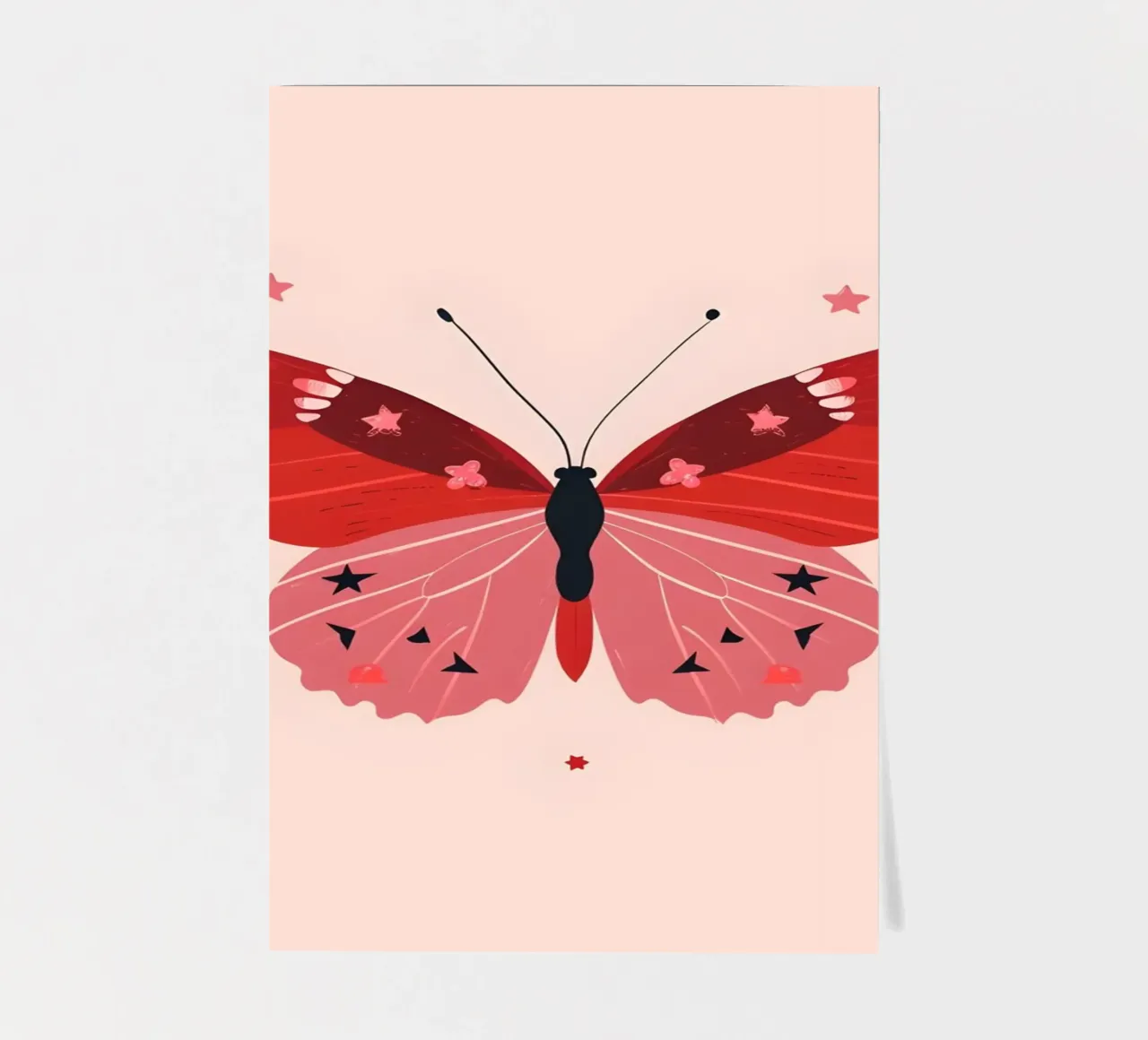 Ruby Pink Butterfly - Starry Whimsical Art Print sticker sheet by homdeco