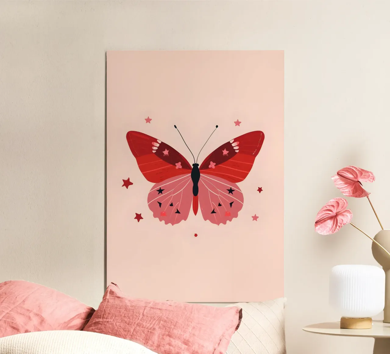 Ruby Pink Butterfly - Starry Whimsical Art Print hahnemühle by homdeco