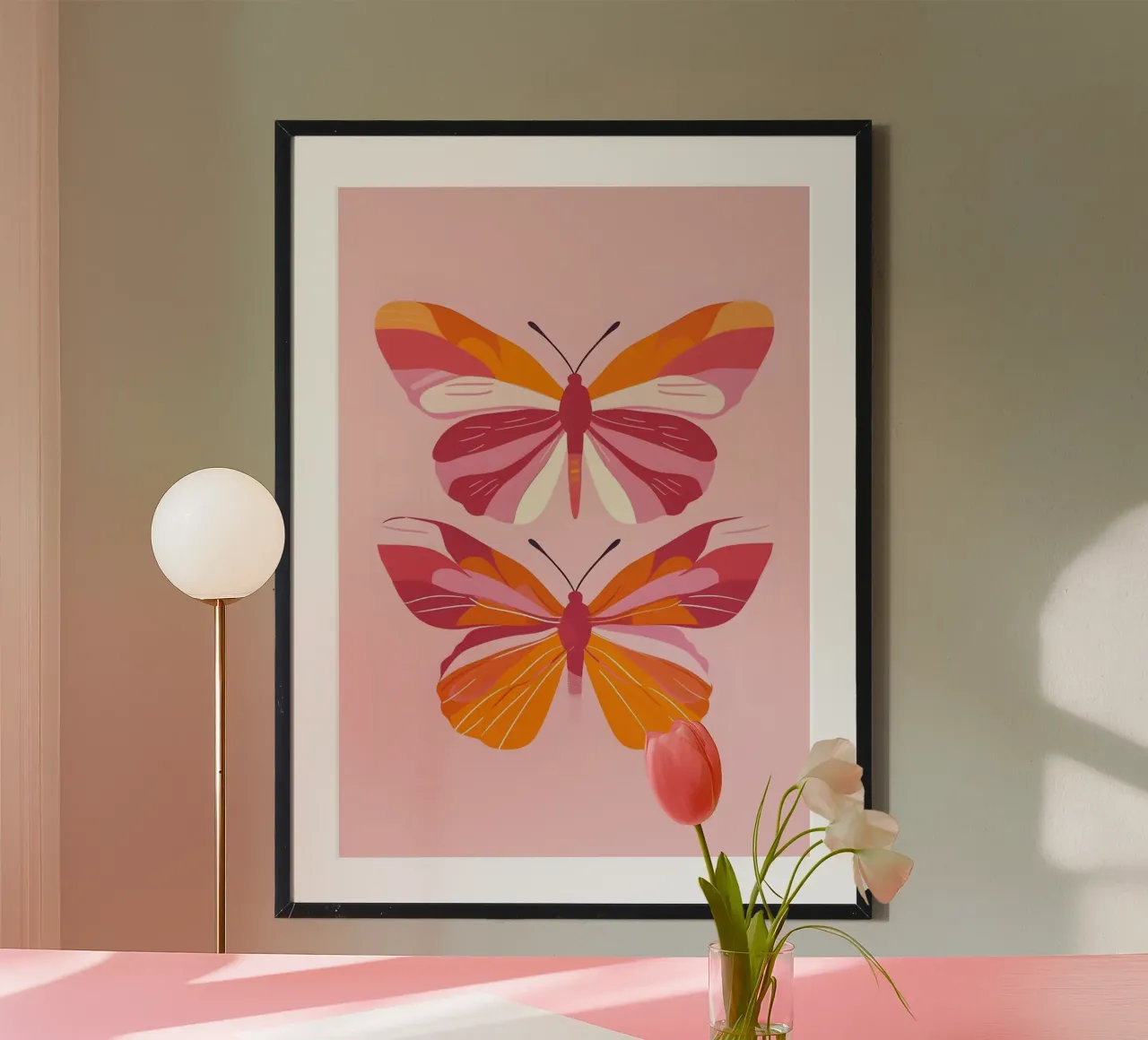 Lesbian Flag Butterfly Duo - Pride & Boho Art hahnemühle by homdeco